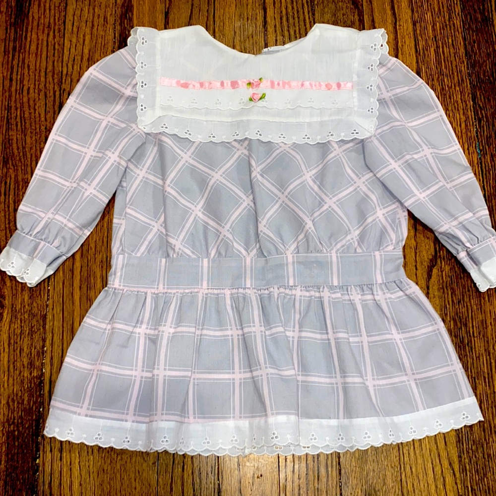 Evy 3T Dress Prairie Vintage-Floral Cottage Lace Square Collar Bubble Sleeve